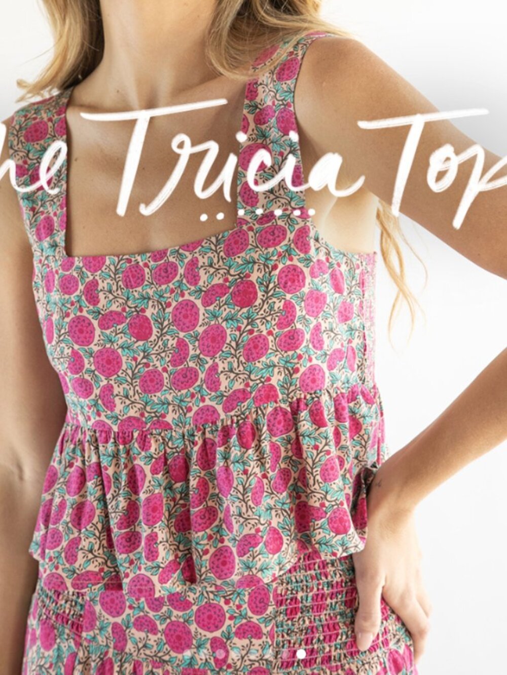 Natural Life Tricia Top Cropped Peplum Tank Size XL Smocked Boho *A75